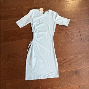 Free People Light Blue Midi Dress with Side Ruching